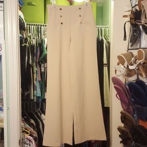 Cream wide-leg sailor pants